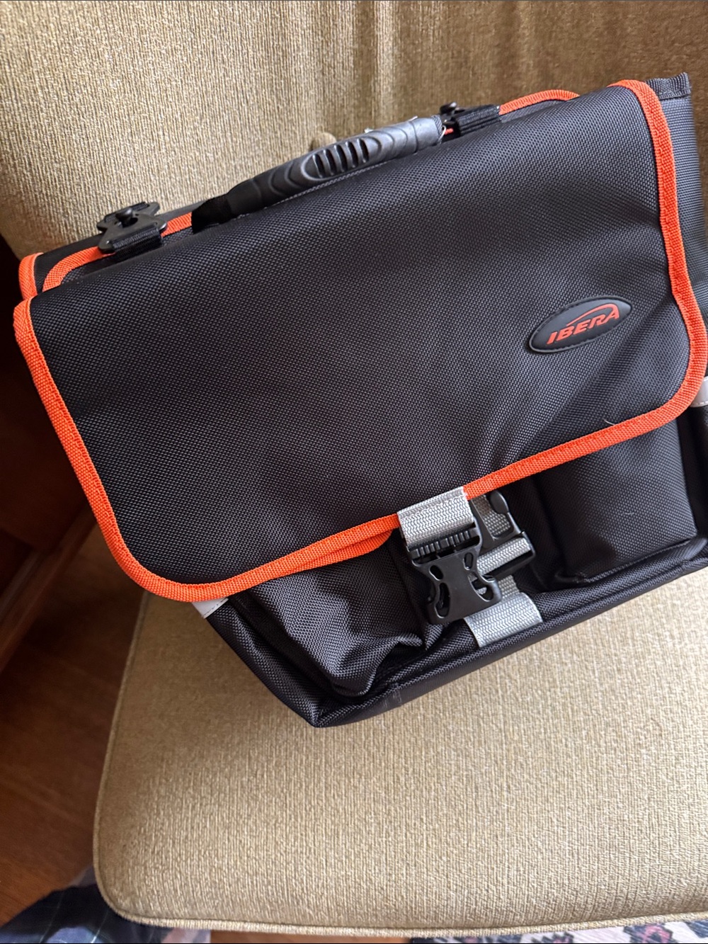 Black Double Pannier Bicycle Bag with Orange Trim — Commuter Organizer NWT